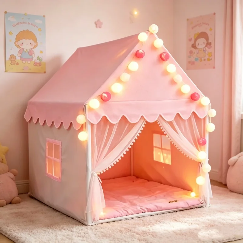 Philodendron Pink Princess - 大きなピンクのプリンセスキャッスルテント、折りたたみ式で持ち運び可能なプレイハウス、女の子向け室内ゲームおもちゃ、理想的なギフト、ベビー部屋の装飾用品