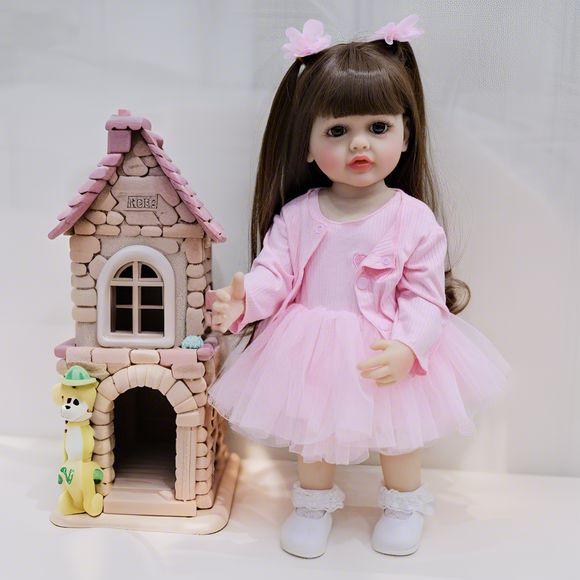 Philodendron Pink Princess - リアルなベティ リボーンベビー 55CM -NPK 全身防水、ピンクの髪のプリンセス幼児人形、リアルな赤ちゃんのような手触り