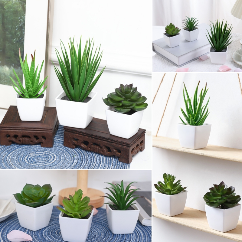 String Of Pearls Plant - (3 個セット) 家、レストラン、テーブルトップ、窓辺、本棚の装飾に適した模擬ミニ鉢植え