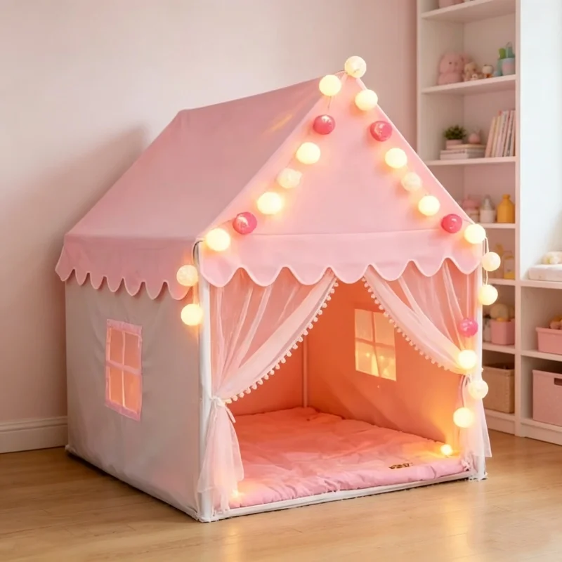 Philodendron Pink Princess - 折りたたみ式ポータブル子供用ティピーテント 大型ピンクプリンセスキャッスル 女の子用プレイハウス ベビー部屋の装飾 子供へのプレゼント 室内遊び用品
