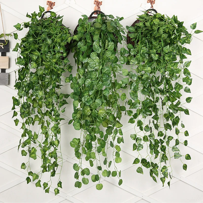 String Of Pearls Plant - 人工緑の壁の吊り下げ植物,家の装飾のための籐のつる植物,花の壁,90cm