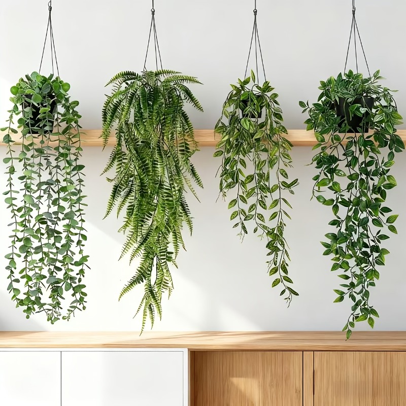 4個セット 吊り下げグリーンセット リアルなフェイクアイビー - String Of Pearls Plant のレビューと価格