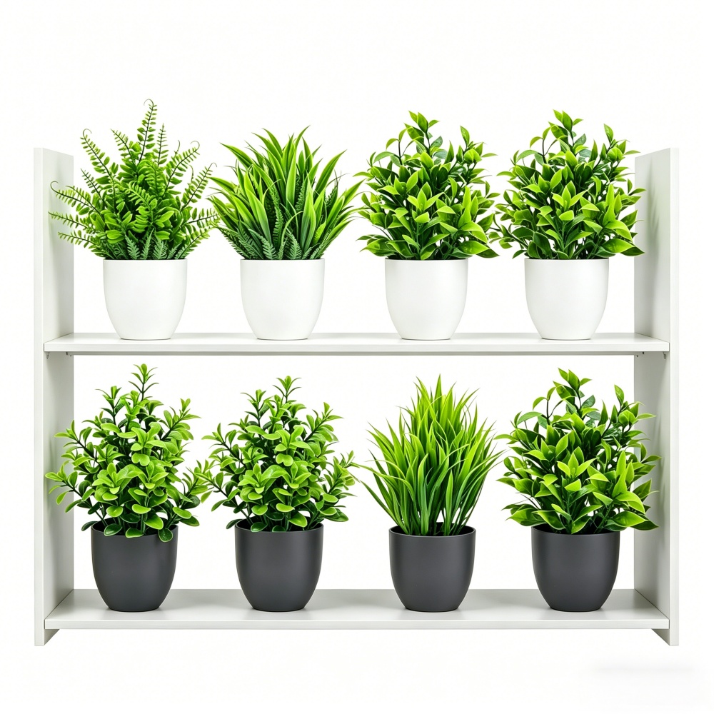 4個セット ミニ人工植物 鉢植え 室内/屋外装飾 グリーン盆 - String Of Pearls Plant のレビューと価格
