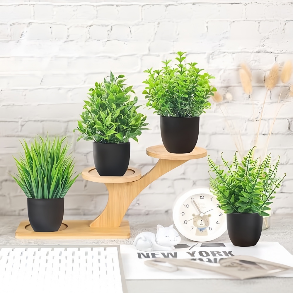 4個セット ミニ人工植物 鉢植え 室内/屋外装飾 グリーン盆 - String Of Pearls Plant のレビューと価格