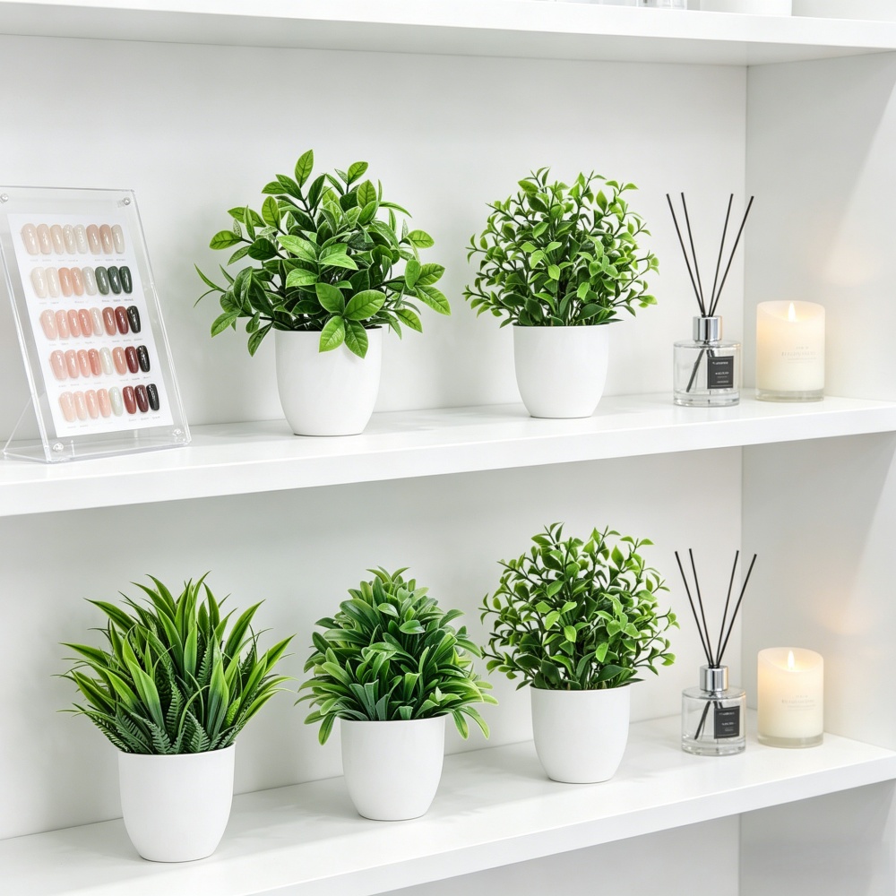 4個セット ミニ人工植物 鉢植え 室内/屋外装飾 グリーン盆 - String Of Pearls Plant のレビューと価格