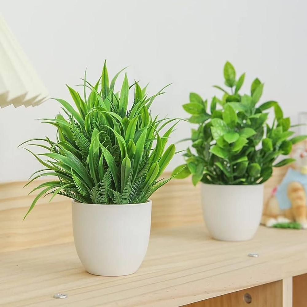 4個セット ミニ人工植物 鉢植え 室内/屋外装飾 グリーン盆 - String Of Pearls Plant のレビューと価格