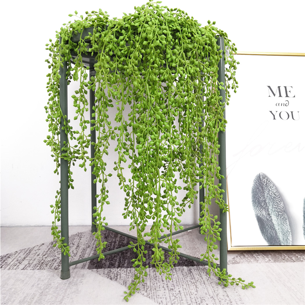 人工植物つる壁掛け籐の葉の枝屋外庭家の装飾プラスチック偽のシ - String Of Pearls Plant のレビューと価格
